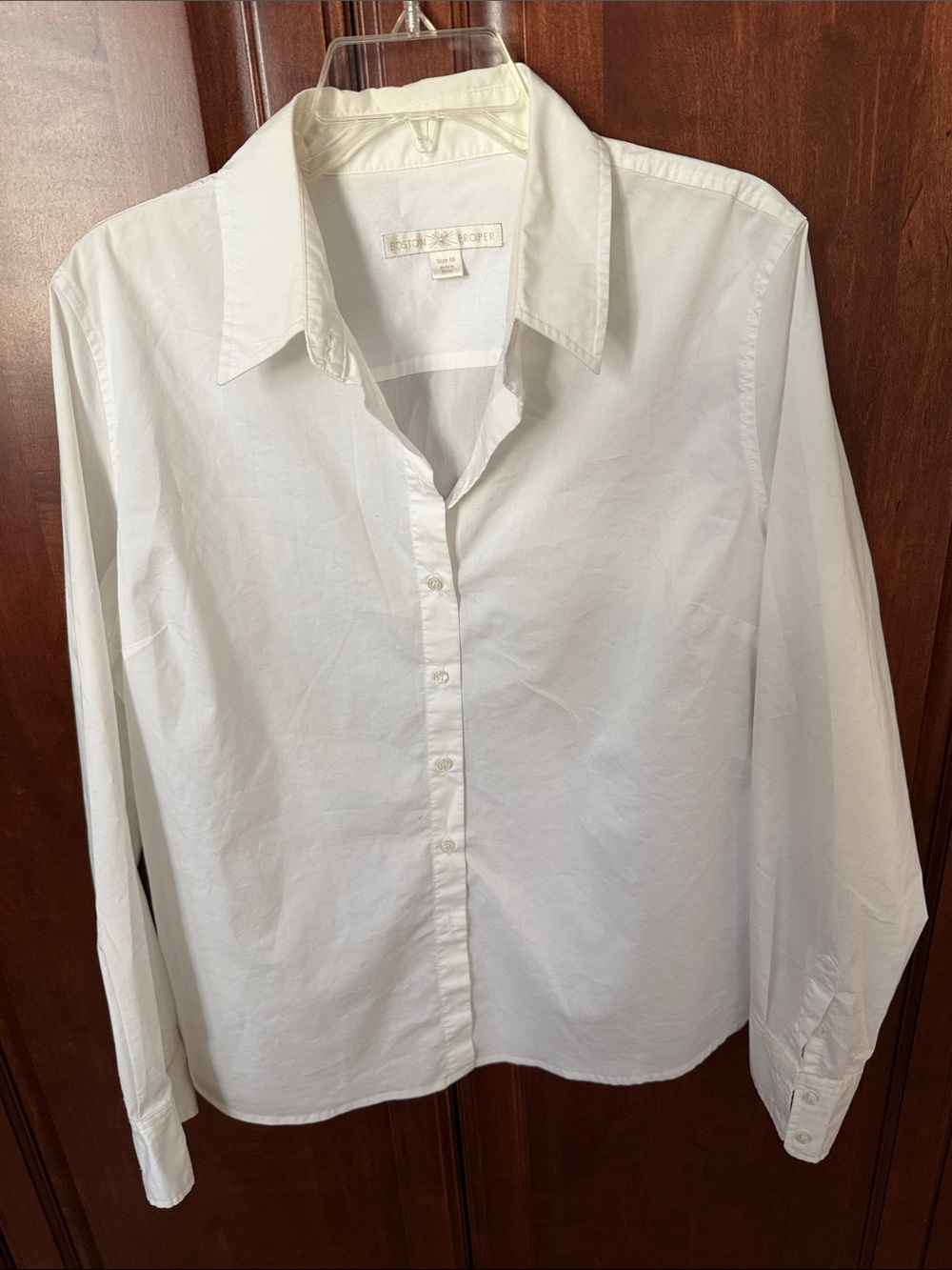 Boston Proper White Women's Button-Front Dress Shirt Size 16
